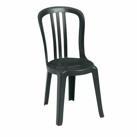 GROSFILLEX US495502 / US495002 Miami Bistro Charcoal Outdoor Stacking Resin Sidechair - Pack of 4, 4PK 383US495502PK